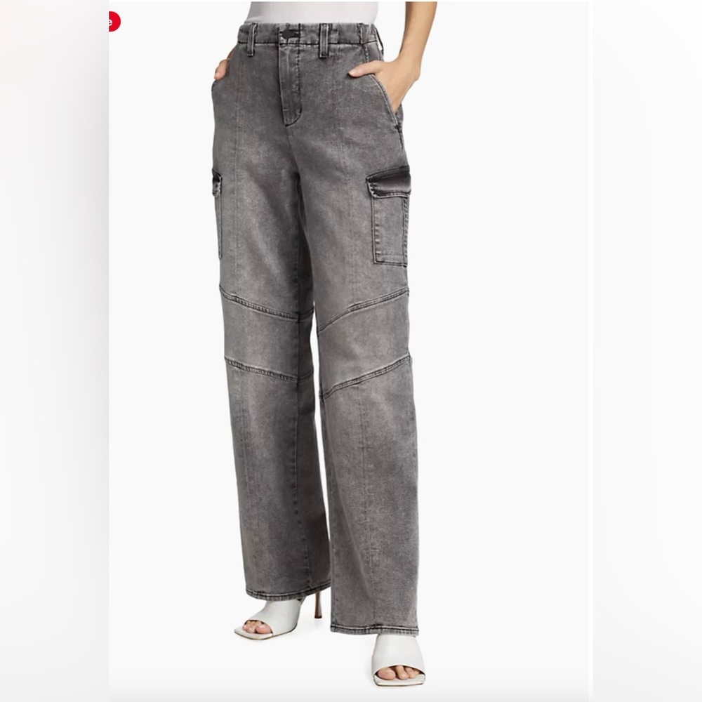 L’AGENCE Brooklyn High Rise Wide Leg Utility Jeans. color: magnesite